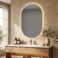 HOMCOM Specchio da Bagno LED 60x90cm Senza Cornice, 3 Colori Dimmerabili e Altoparlante Bluetooth(m-8)