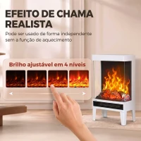 HOMCOM Lareira Elétrica 1000/2000 W com Chama LED Ajustável, até 15-20 m², 40,5 x 20 x 62 cm, Branca(m-4)