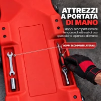 HOMCOM Carrello Sottoscocca Officina, Ribassato, Poggiatesta Imbottito, 2 Vassoi, 150 kg, Rosso(m-6)