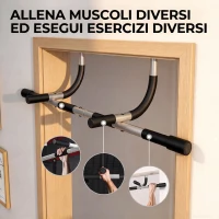 HOMCOM Barra per Trazioni Montaggio Senza Viti Barra per Addominali Max.110 kg(m-5)