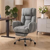 HOMCOM Executive Office Chair Height Adjustable Desk Chair Reclining Flip-up Armrest Footrest, Grey(m-14)