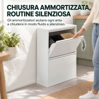 HOMCOM Pattumiera Differenziata a Ribalta 4x15L in Acciaio, 4 Secchi Rimovibili, Chiusura Ammortizzata, Bianco(m-6)