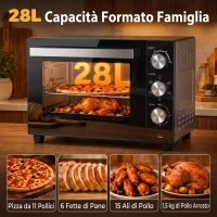 HOMCOM Forno Elettrico 1500W 28L,Temperatura Regolabile Max 230°, Timer 60 min, Griglia e Teglia, Argento(m-5)