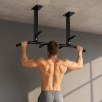 HOMCOM Barra de Elevação de Parede barra Pull-Up de Aço para Treino em Casa Carga Máxima 150 kg 105,5x28x49 cm Preto(m-2)