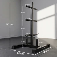 SPORTNOW Rastrelliera Portadischi 3 Livelli con Adattatori 2,5/5 cm Nero(m-3)
