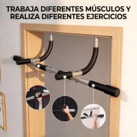 HOMCOM Barra de Dominadas en Techo Barra para hacer Dominadas Barra de Tracción para Entrenamiento Carga 110kg 92x40x17cm Negro(m-5)