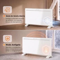 HOMCOM Aquecedor de Painel Inteligente 2000W, Parede ou Chão, Temporizador Semanal, Modo Janela Aberta e Anti-gelo, Branco(m-7)