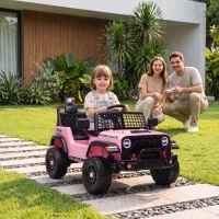 AIYAPLAY Fuoristrada Elettrica per Bambini 12V, Batteria al Litio, 2 Motori, Sospensioni, Telecomando, 2-4 Anni, Rosa(m-2)