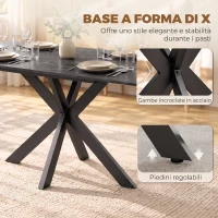HOMCOM Tavolo da Pranzo Allungabile 4-8 Posti, Nero Effetto Marmo(m-7)