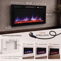HOMCOM Elektrokamin mit Flammeneffekt und Wandkamin mit Fernbedienung(m-3)