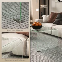 HOMCOM Stevige glazen salontafel, uit één stuk, strak en modern, 100 x 50 x 35 cm, transparant(m-5)