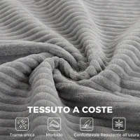 HOMCOM Divano 3 Posti Modulare con Seduta Profonda in Velluto a Coste, 245x86x82 cm, Grigio Chiaro(m-6)