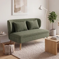 HOMCOM 2-Sitzer-Sofa, kleines Chenille-Sofa mit Flügelrücken, dickem Sitz, Gummibaumholzfüßen, Dunkelgrün(m-9)