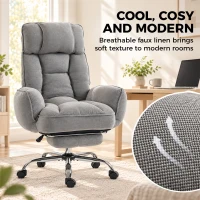 HOMCOM Executive Office Chair Height Adjustable Desk Chair Reclining Flip-up Armrest Footrest, Grey(m-7)