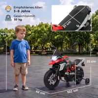 AIYAPLAY Elektryczny motocykl dziecięcy BMW 12V motocykl cross dla dzieci z akumulatorem litowym 35W silnik manetka gazu kółka pomocnicze siedzisko z PU do 6 km/h(m-3)