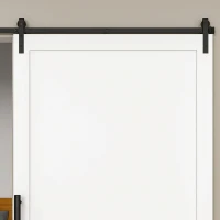HOMCOM Kit per Porta Scorrevole in Acciaio al Carbonio con Binario 200 cm e Portata 20 kg, Nero(m-6)