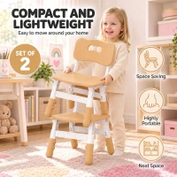 AIYAPLAY 2 PCS Kids Desk Chairs, 3 Level Height Adjustable Children's Chairs with Backrest for 1.5-8 Years, Max Load 50KG, Brown(m-7)