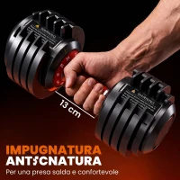 SPORTNOW Set di Manubri Regolabili da 48 kg, 5 in 1 con Sistema Quick-Dial e Blocco di Sicurezza(m-5)