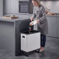 HOMCOM Pattumiera Automatica con Sensore 54L, 3 Scomparti, Secchi Interni Rimovibili, Acciaio Inox, Argento(m-2)
