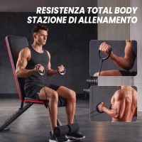 SPORTNOW Panca Pesi Regolabile per Palestra Domestica, Panca Pieghevole con Bande di Resistenza(m-7)