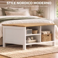 HOMCOM Cassapanca Contenitore con Coperchio Sollevabile, 80x60x40 cm, Effetto Legno Naturale(m-6)