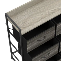 HOMCOM Commode, Meuble de Rangement pour Chambre, 6 Tiroirs en Tissu en Lin, Cadre en Acier, 80 x 29 x 85 cm, Gris(m-10)