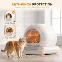 PawHut Self Cleaning Cat Litter Tray, Automatic Cat Litter Tray w/ APP Control, 65L Extra Large Capacity, 9L Waste Bin(m-6)