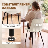HOMCOM Set 2 Scaune de Dining din Catifea pentru Bucătărie, Alb Crem(m-6)