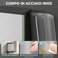 HOMCOM Pattumiera Automatica con Sensore 54L, 3 Scomparti, Secchi Interni Rimovibili, Acciaio Inox, Argento(m-6)