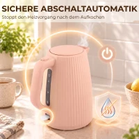 HOMCOM Elektryczny czajnik, 1,7 l, funkcja szybkiego gotowania, 2200 W, z wyjmowanym filtrem przeciwosadowym, automatyczne wyłączanie, Różowy(m-5)