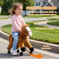 AIYAPLAY Cavallo Cavalcabile per Bambini con Suoni Realistici, Ruote Scorrevoli, Carico 50kg, 18-36 Mesi, Marrone(m-4)