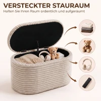 HOMCOM Sitzbank mit Stauraum 3-teiliges ineinanderstellbares Cord Truhenbank Hocker Set Beige(m-6)