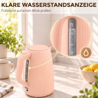 HOMCOM Elektryczny czajnik, 1,7 l, funkcja szybkiego gotowania, 2200 W, z wyjmowanym filtrem przeciwosadowym, automatyczne wyłączanie, Różowy(m-6)