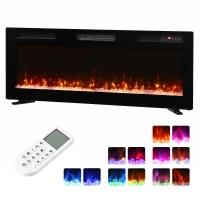 HOMCOM Camino Elettrico da Incasso, Parete e Terra Slim 127 cm con Telecomando, 900/1800W, Timer, 35㎡, Nero(m-11)