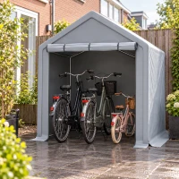 Fietsgarage met roldeur, roldeur met rits en drukknopen voor ventilatie en privacy, verzinkt stalen frame en waterdicht, 190×170×200 cm, donkergrijs(m-3)