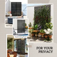 Outsunny Decorative Privacy Fence Screen, Metal Outdoor Privacy Screen Climbing Plant Trellis with Stand, 122 x 198 cm, Black(m-6)