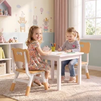 AIYAPLAY 2 PCS Kids Desk Chairs, 3 Level Height Adjustable Children's Chairs with Backrest for 1.5-8 Years, Max Load 50KG, Brown(m-14)