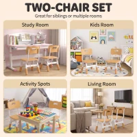AIYAPLAY 2 PCS Kids Desk Chairs, 3 Level Height Adjustable Children's Chairs with Backrest for 1.5-8 Years, Max Load 50KG, Brown(m-4)