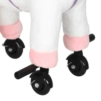 AIYAPLAY Unicorn Rocking Horse, Plush Ride On Horse with Hoof and Neighing, Rolling Wheels and Pedal for 3-8 Y, Up to 50kg, White(m-12)