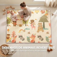AIYAPLAY Tapete Infantil Dobrável e Reversível 200x150 cm Antiderrapante e Impermeável, Design Árvore e Floresta(m-4)