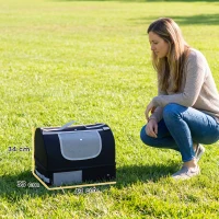 PawHut Lettiera per Gatti Portatile Pieghevole con Coperchio Rimovibile in Tessuto Oxford 600D Impermeabile, Nero(m-3)