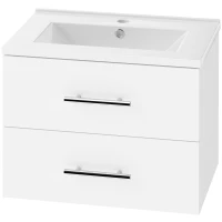 HOMCOM Mobile Bagno con Lavabo in Ceramica e 2 Cassetti, 61x40x48 cm, Bianco(m-11)