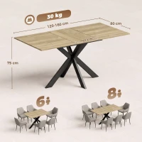 HOMCOM Tavolo da Pranzo Allungabile 4-8 Posti, Rovere(m-3)