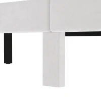 HOMCOM Pat Tapițat 140x200 cm cu Tăblie Căptușită și Sertar Depozitare Lamele de Lemn Asamblare Ușoară Bej(m-7)