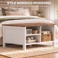 HOMCOM Cassapanca Contenitore con Coperchio Sollevabile, 80x60x40 cm, Marrone Rustico(m-6)