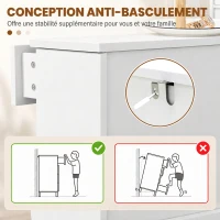 HOMCOM Meuble chaussure entrée étroit avec tiroirs à portes abattants et étagère réglable, 60 x 23,5 x 98,5 cm, blanc(m-6)