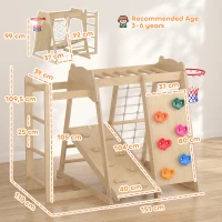 AIYAPLAY Struttura da Arrampicata per Bambini 7 in 1 in Legno, Scivolo Reversibile, Parco Giochi Montessori, 3-6 Anni(m-3)