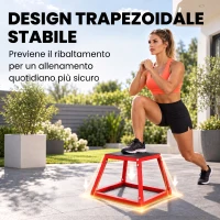 SPORTNOW Set Box Pliometrici Trapezoidali Antiscivolo, 30.5-61 cm, Rosso(m-5)