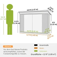 Outsunny Metall Gerätehaus 1,1 m², Geräteschuppen mit Pultdach Abschließbarer Doppeltüren, 147 x 86 x 134 cm(m-3)