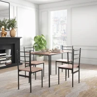 HOMCOM Conjunto de Sala de Jantar 5 Peças 1 Mesa e 4 Cadeiras com Pés em Aço para Cozinha 110x70x75 cm Madeira Natural e Preto(m-7)